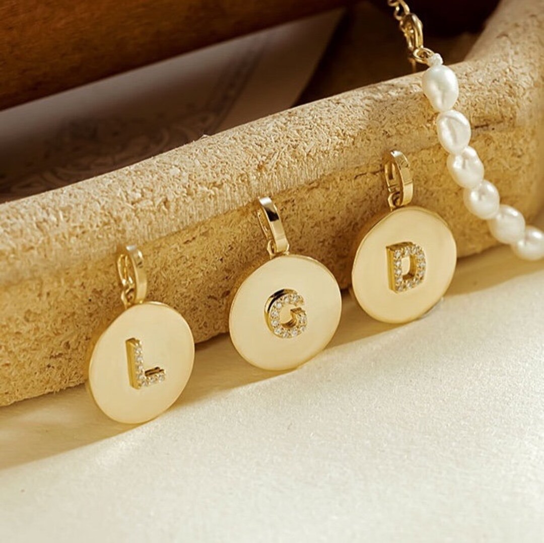14K Solid Gold Initial Letter Pendant for Necklace / AZ Etsy