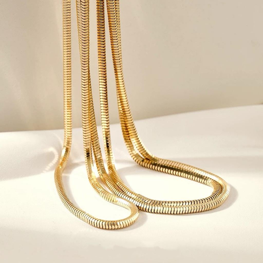 White Gold Herringbone Necklace 14K Gold Plated Necklace 20