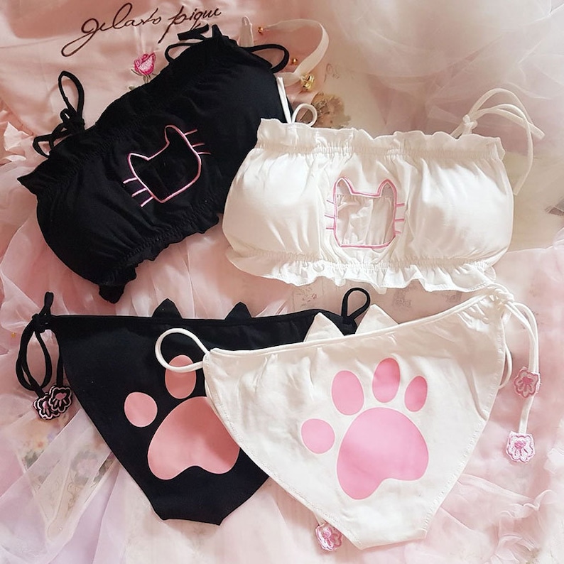 Anime Neko Girl Cat Keyhole Bra/Panty Lingerie Set Lolita | Etsy