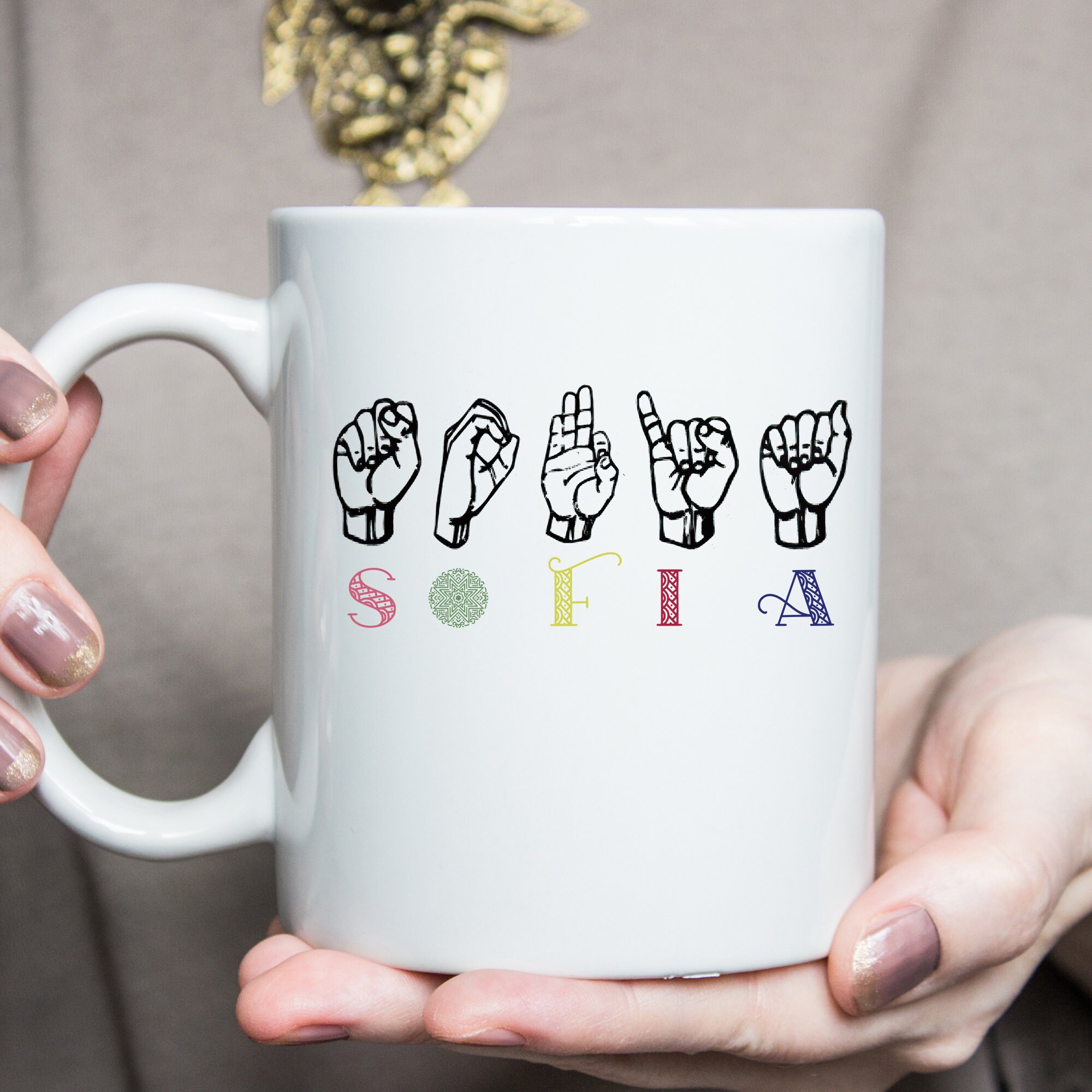 Custom ASL Name Coffee Mug Personalized Sign Language Etsy