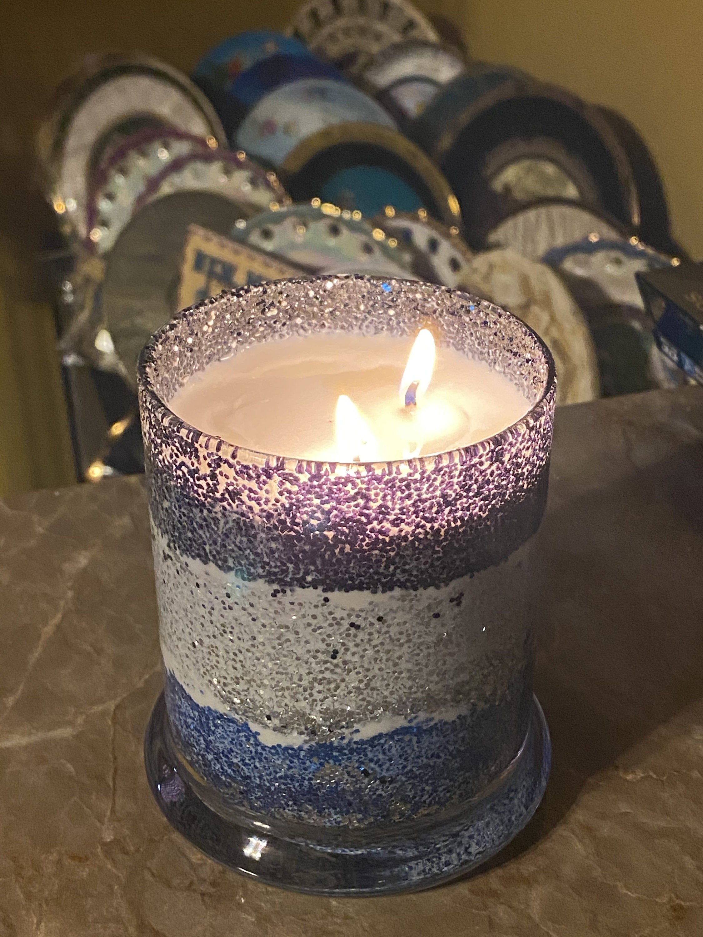 Scented Candle with Glitter Lid Home Décor Candle Floating Etsy
