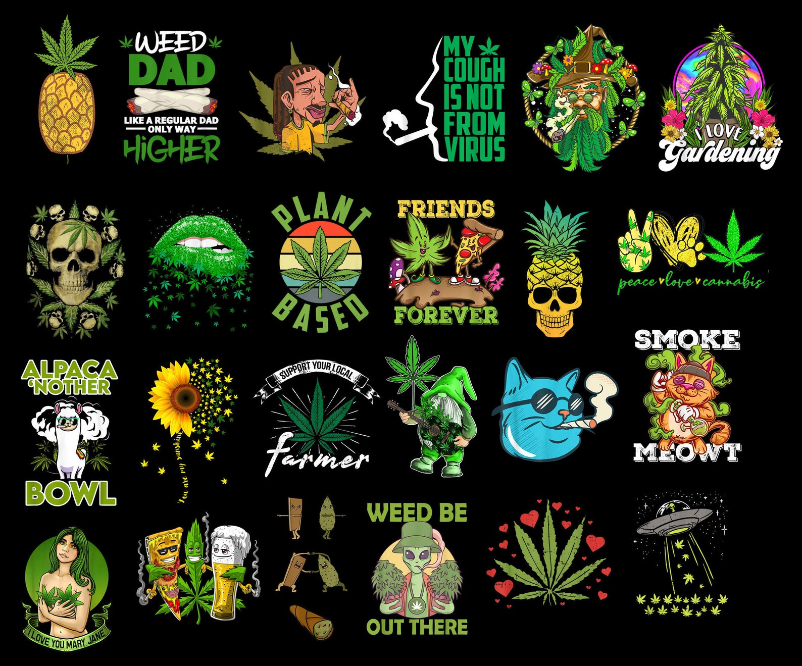 Combo 56 Cannabis Bundle Weed Png Dope Bundle Smoke Weed Etsy