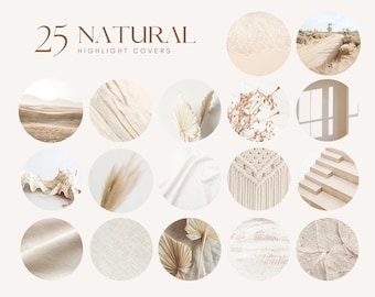 25 portadas neutras para historias destacadas de Instagram, iconos minimalistas (descarga digital)