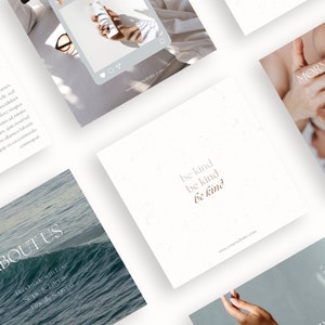 60 Beach Themed Instagram Canva Templates, Skincare Social Media, Blue, Summer, Elegant Post and Story Templates, Instagram Reel Covers
