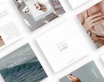 Beach Skincare Instagram Templates, Social Media Posts, Reel Covers (Canva)
