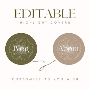 Floral Editable Instagram Highlight Cover Canva Template, Instagram Highlight Cover, Highlight Instagram Cover, Solid Neutral Customizable