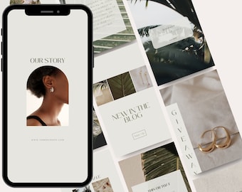 25 Tropical Neutral Instagram Story Templates for Canva, Social Media Templates, Instagram Story Template, Business Marketing Templates