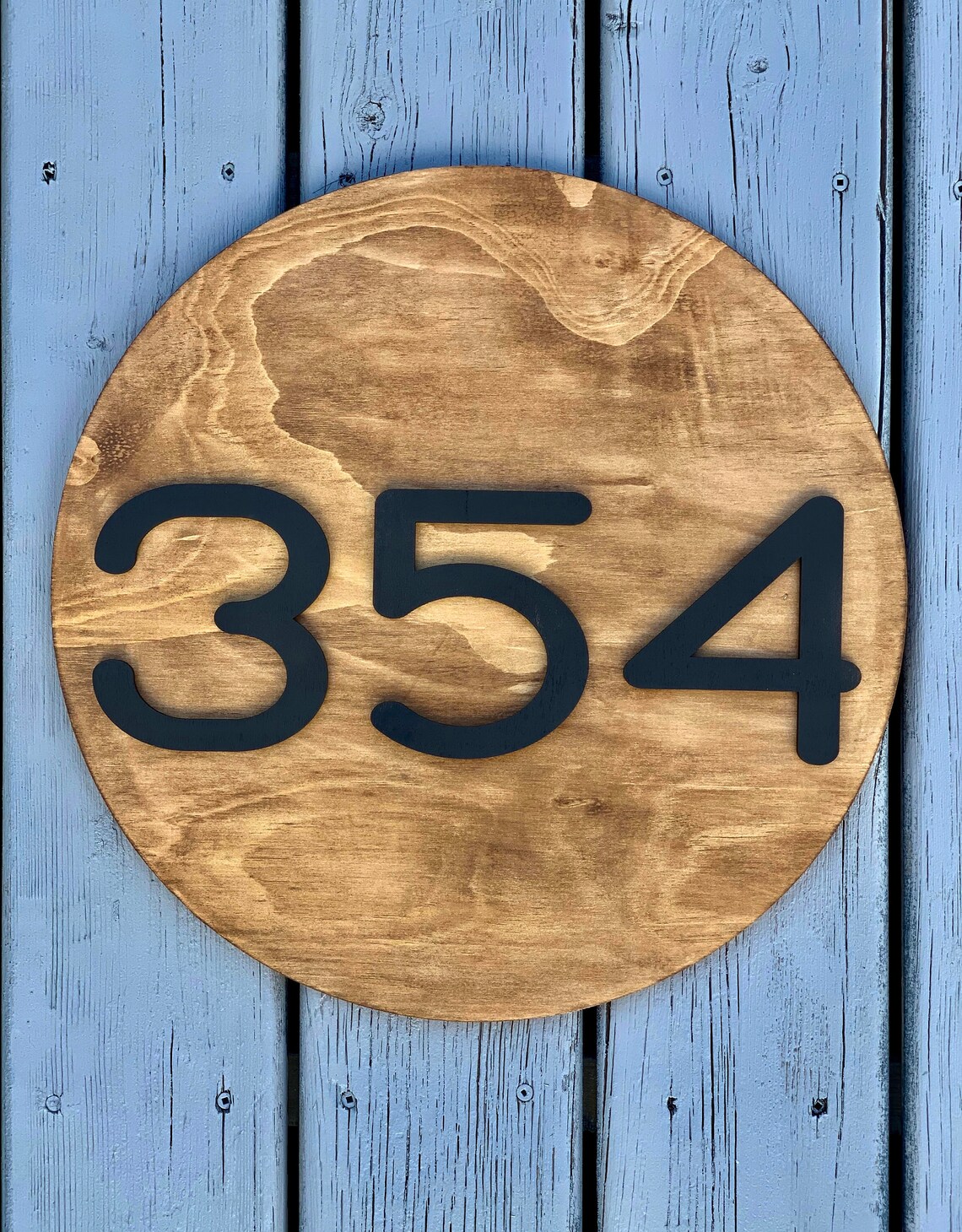 16 3D Round Wood House Number With Laser Cut Letters Etsy