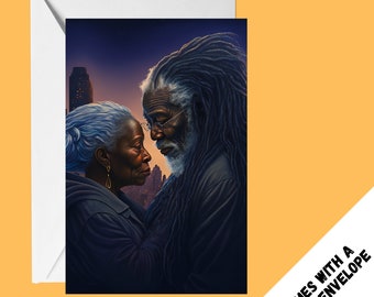 Black love- Grandparents - Parents -  Ethnic cards - Black greeting cards - Blank Greeting cards -  couples card