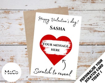 Tarjetas rasca y gana personalizadas del Día de San Valentín - Tarjeta rasca y gana de amor - Crea tu propio rasca y gana