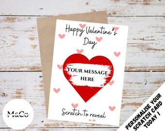 Tarjetas rasca y gana personalizadas del Día de San Valentín - Tarjeta rasca y gana de amor - Crea tu propio rasca y gana