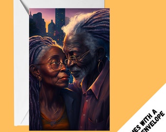 Black love- Grandparents - Parents -  Ethnic cards - Black greeting cards - Blank Greeting cards -  couples card