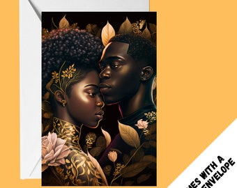 Black love- - Parents -  Ethnic cards - Black greeting cards - Blank Greeting cards -  couples card