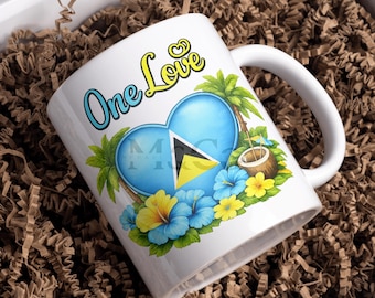 St Lucia | Caribbean Island Map Mug | 11oz Travel Coffee Mug | Island Lover Gift | Tropical Souvenir | Beach Aesthetic Cup