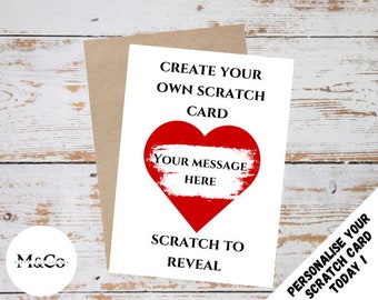 Create your own - Valentines Day Personalised Scratch cards - Love scratch card- Create Your Own Scratch Off