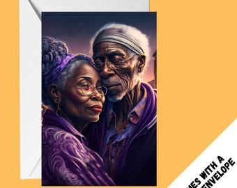 Black love- Grandparents - Parents -  Ethnic cards - Black greeting cards - Blank Greeting cards -  couples card