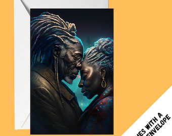 Black love- Grandparents - Parents -  Ethnic cards - Black greeting cards - Blank Greeting cards -  couples card