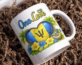 Barbados| Caribbean Island Map Mug | 11oz Travel Coffee Mug | Island Lover Gift | Tropical Souvenir | Beach Aesthetic Cup
