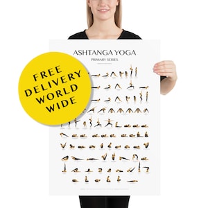 Ashtanga Primary Series-Free Delivery Worldwide-Yoga Cheat Sheet-Yoga Print-Sun Salutation-Yoga Art-Yoga Gift-Yoga