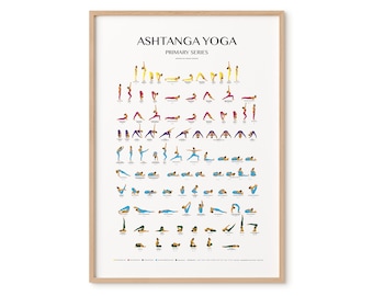 Ashtanga Primary Series-DIGITAL FILE-Yoga Cheat Sheet-Yoga Print-Sun Salutation-Yoga Printable-Ashtanga Printable- Makkia Designs-Yoga Art