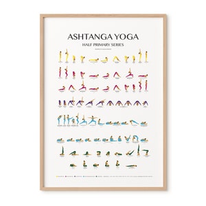 Ashtanga HALF Primary Series-DIGITAL FILE-Yoga Cheat Sheet-Yoga Print-Sun Salutation-Yoga Printable-Ashtanga Printable-Yoga Art-Yoga Teacher