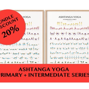 Ashtanga Bundle-Primary Series Intermediate Series-DIGITAL FILE-Yoga Cheat Sheet-Yoga Prints-Yoga Printable-Ashtanga Printable-Yoga Poster image 1