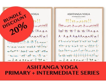 Ashtanga Bundle-Primary Series + Intermediate Series-DIGITAL FILE-Yoga Cheat Sheet-Yoga Prints-Yoga Printable-Ashtanga Printable-Yoga Poster