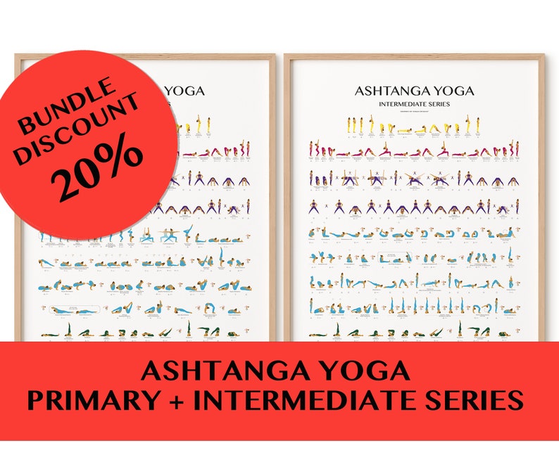 Ashtanga Bundle-Primary Series Intermediate Series-DIGITAL FILE-Yoga Cheat Sheet-Yoga Prints-Yoga Printable-Ashtanga Printable-Yoga Poster Bild 1