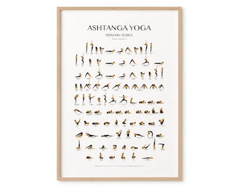 Ashtanga Primary Series-DIGITAL FILE-Yoga Cheat Sheet-Yoga Print-Sun Salutation-Yoga Printable-Ashtanga Printable- Makkia Designs-Yoga Art