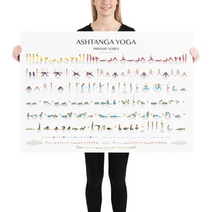 Ashtanga Poster-Free Delivery Worldwide-Primary Series-All Steps-Yoga Cheat Sheet-Yoga Prints-Beginner & Advanced-Yoga Poster- Yoga Art 70×100 cm