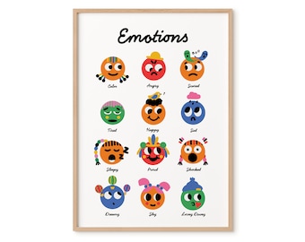 Emotions Print-Colorful Prints-Liunic Style-DIGITAL FILE-Feelings Printable-Art for Kids-Nursery Prints-Emotion Chart-Emotion Card-Emotions