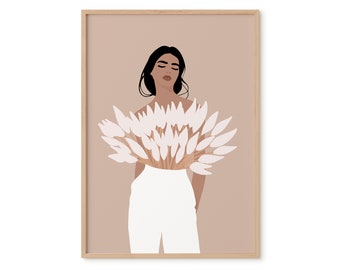 Women Prints-Art for Women-Beige Prints-Beige Art-DIGITAL FILE-Fashion Prints-Female Prints-Nude Prints-Botanical Prints-Jenner Prints