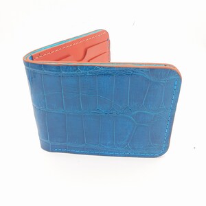 Cartera bifold de cocodrilo americano, billetera de cuero exótico, accesorios de moda de lujo para hombres, regalo hecho a mano para él marido papá prometido