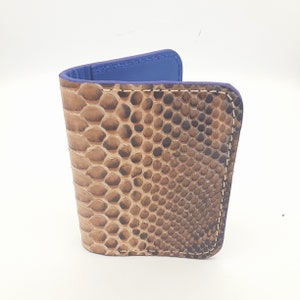 Minimalistisches Portemonnaie aus exotischem Leder, Premium-Python-Schlangenleder, Vordertasche, Bifold-Geldbörse, Kreditkartenetui, handgefertigt, luxuriöse Geschenkidee