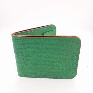 Cartera plegable de cocodrilo americano, Cartera de cuero exótico, Accesorios de moda de lujo para hombre, Regalo hecho a mano para él, marido, padre, prometida
