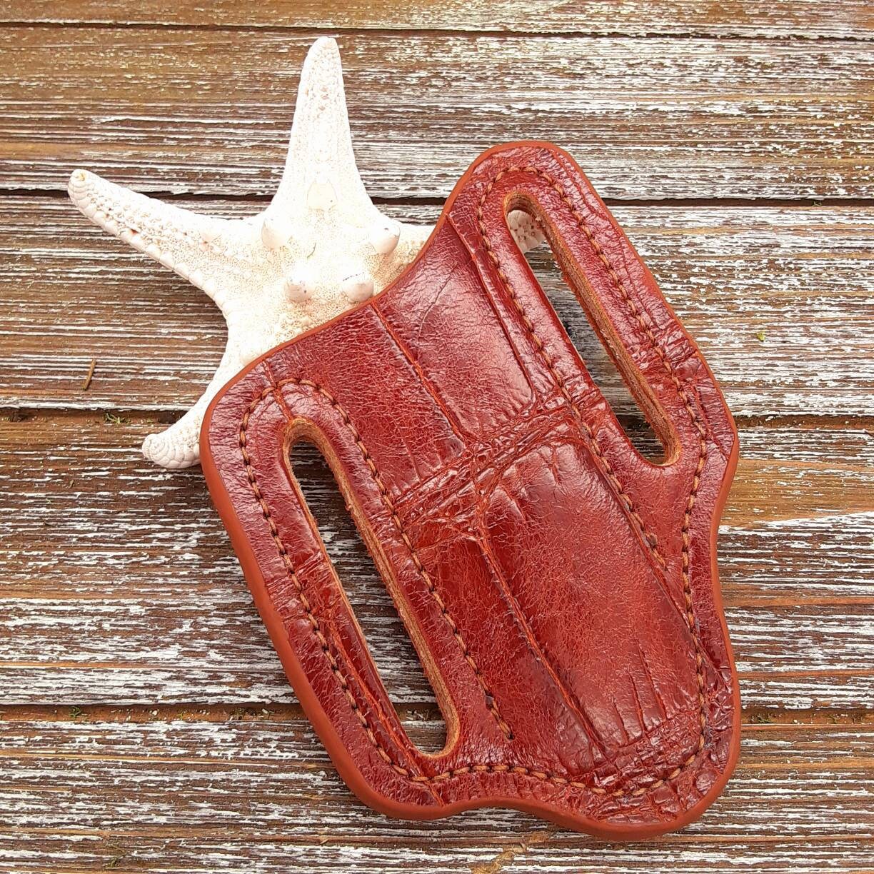 Custom Leather Knife Sheath Exotic Alligator Leather Etsy