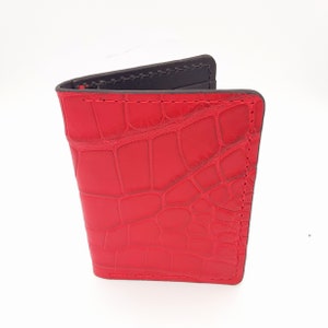 Cartera minimalista de cuero exótico Premium cocodrilo americano bolsillo frontal plegable billetera titular de la tarjeta de crédito piel hecha a mano idea de regalo de lujo