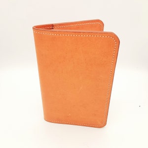 Porta-passaporte de couro ou porta-notas de campo com botões de latão - dobra dupla com bolso frontal carteira minimalista, acessórios de viagem de negócios, presentes