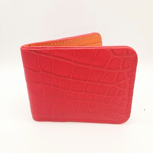 Billetera de piel de cocodrilo americano exótica de primera calidad: billetera plegable de lujo hecha a mano, minimalista, con bolsillo frontal, tarjetero, regalo de lujo para él