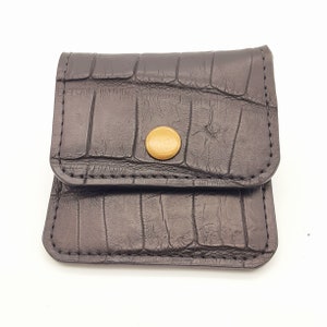 Cartera minimalista de bolsillo frontal de cuero exótico con latón Snap Premium Luxury American Alligator Credit ID Badge Pass Holder regalo para él ella
