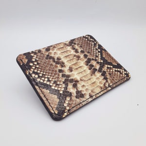 Exotisch leer Slanke voorzak Minimalistische portemonnee Bifold Billfold Credit Debit Card ID Badge Pass Holder Handgemaakte luxe reiscadeau-idee