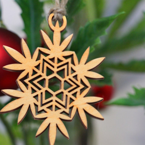 Marijuana Snowflake - One Marijuana leaf ornament  for Cannabis Christmas Trees and Weed themed Christmas gifts and decor