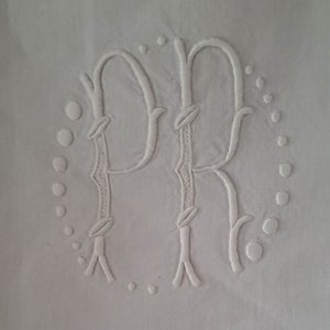 Antique French Cotton Embroidered Monogram