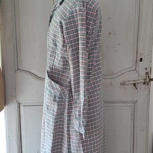 Vintage French Check Cotton Workdress Overall
