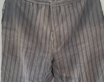 Vintage French Striped cinch back workwear Pants A St Michel