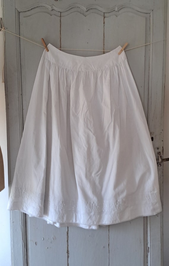 Antique French cotton petticoat jupon - image 1