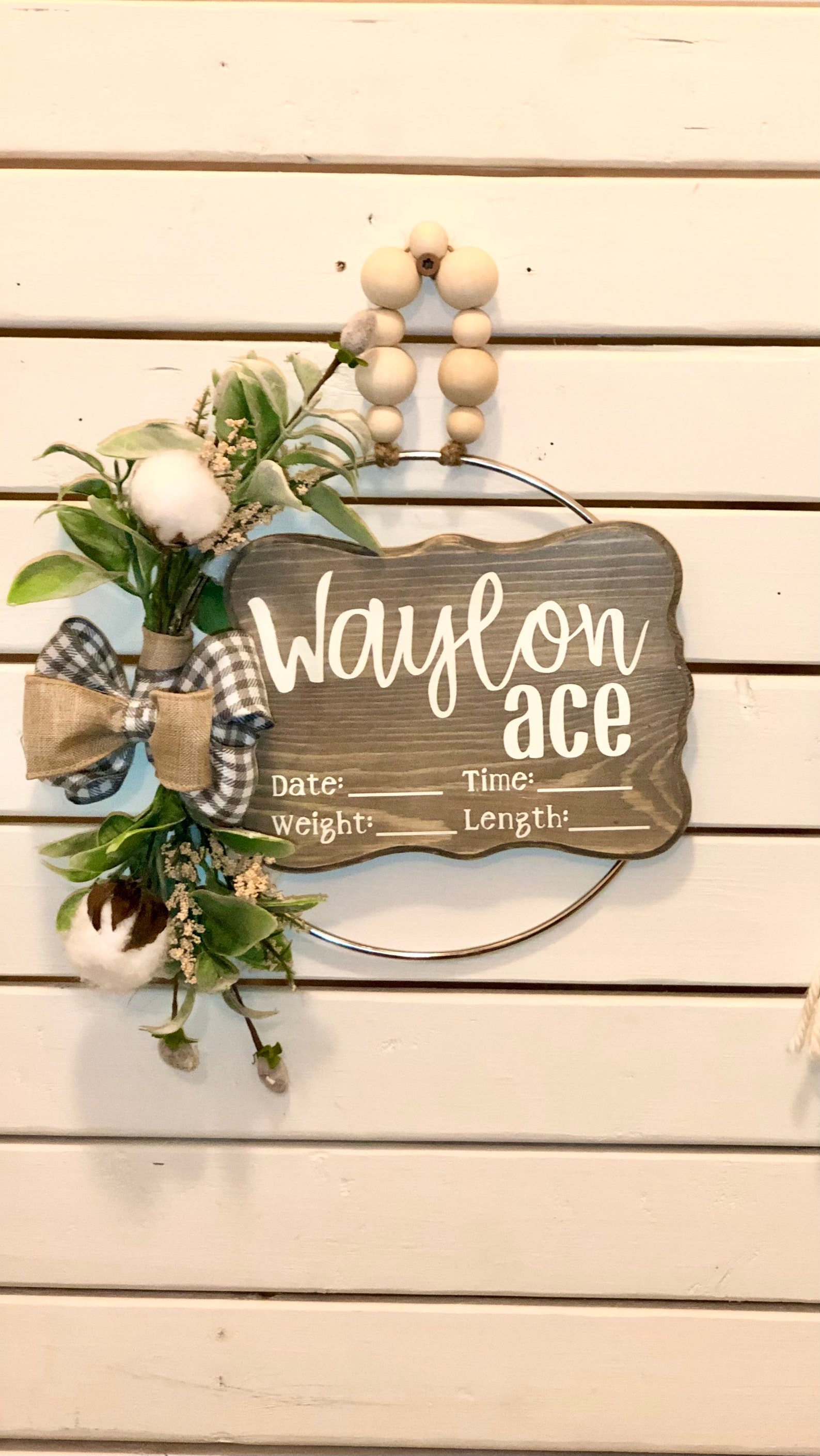 Baby Boy Door Hanger /cotton Rustic Nursery Name Sign / Gender Etsy