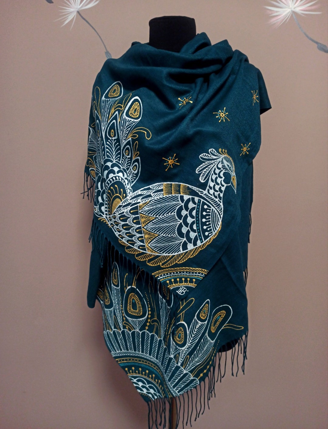 Dark Green Scarf , Large Floral Scarf, Wedding Accessory, Women's Cover ...