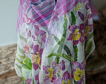 Hand Painted Silk Scarf - Etsy