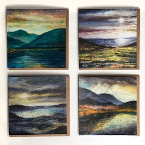 4 Greetings Card Pack, Art cards, landscape cards, sea seascape abstract landscape nature, Birthday Cards,  Ivan Maxwell Jones, original art